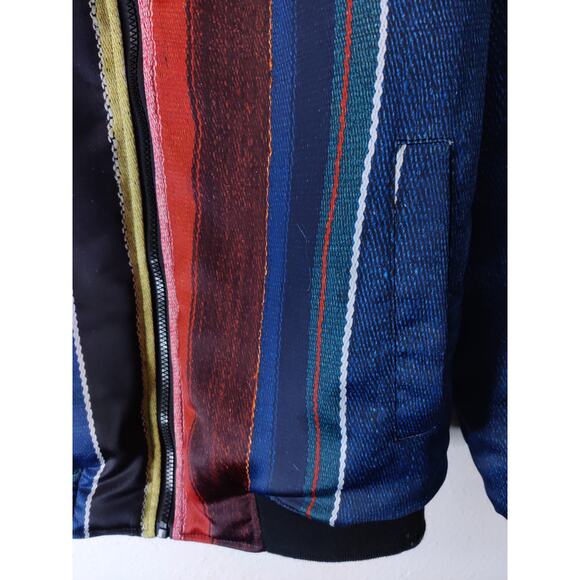 FreshHoods Men's Blue & Red Striped Full Zip Insulated Bomber Jacket Size M - Picture 6 of 11